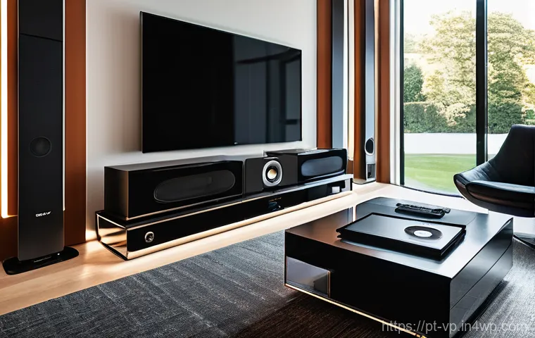 입체 사운드 시스템을 활용한 영화 감상법 - **Prompt 1: Cozy Family Home Cinema Experience**
    "A cozy, warmly lit living room at night, trans...