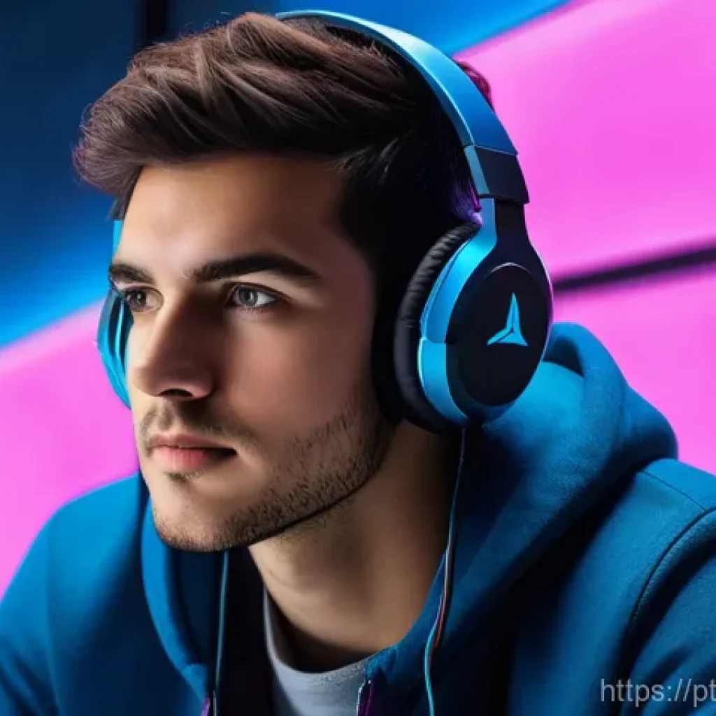 입체 사운드 시스템의 고급 기능 탐구 - **Prompt 1: Immersive Gaming with 3D Audio**
"A young adult, wearing stylish, comfortable casual...