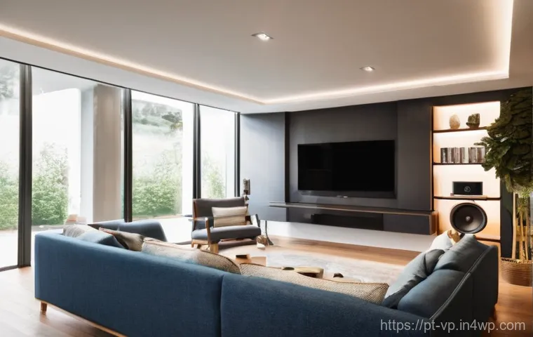 입체 사운드 시스템의 설치 절차 및 팁 - **Prompt 1: Immersive Audio Experience in a Cozy Living Room**
A person, appearing to be in thei...