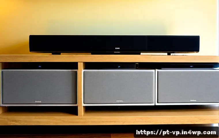 Home 17 입체 사운드 시스템 설치 후 체크리스트 - Photorealistic modern Brazilian living room after a surround sound system installation, a middle-age...